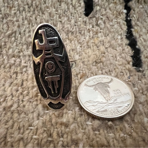❤️ Kachina Symbol Native Navajo Style Unisex Sterling Silver SZ 9.75 Ring 1.33”L - Picture 7 of 14